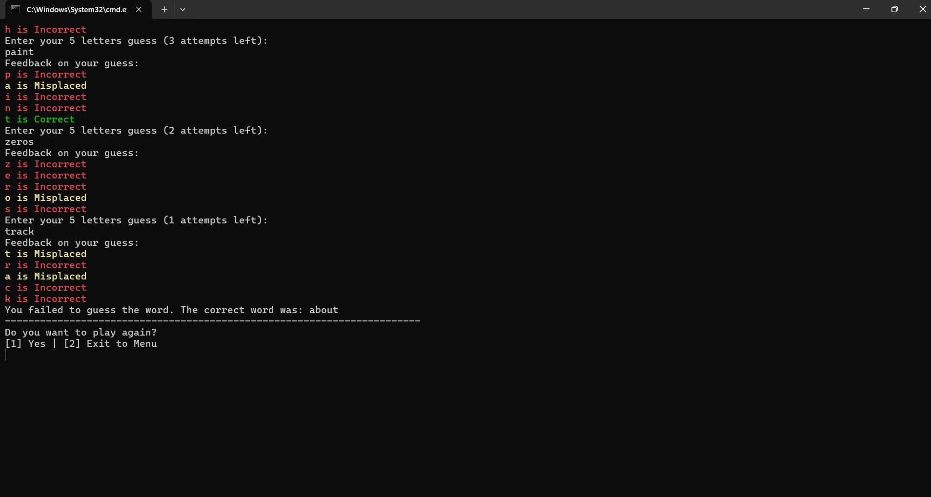 Letters Game - Built using Haskell